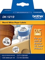 DK1219 Brother 12mm Round White Paper Labels